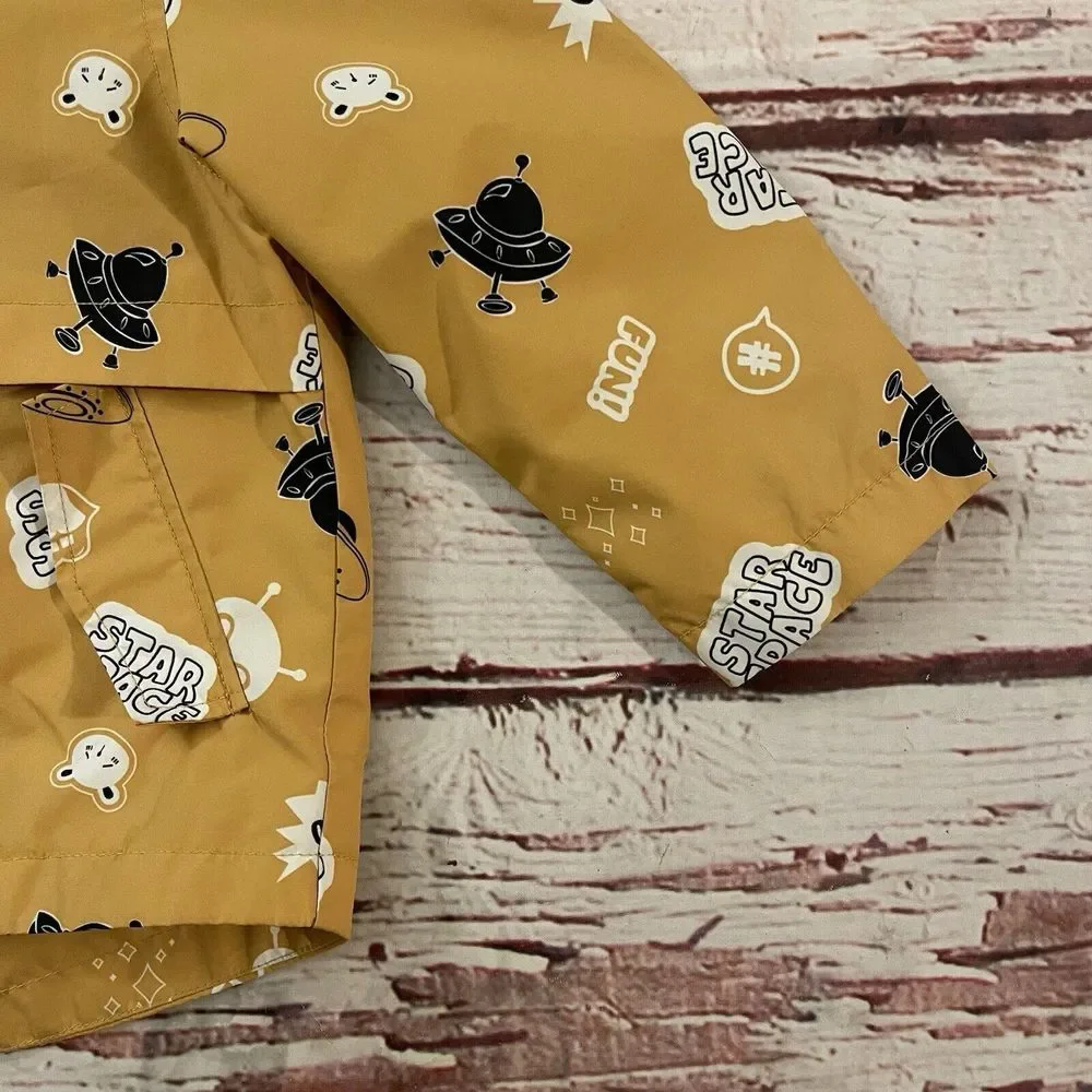 Balabala Toddler‎ Rain Coat Size 90/52 Yellow Alien Theme